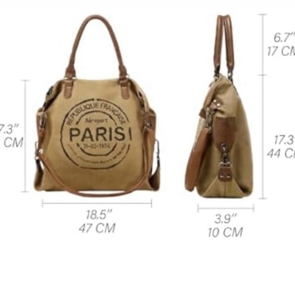 Paris Canvas Large Two Way Tote NEW - Picture 6 of 10